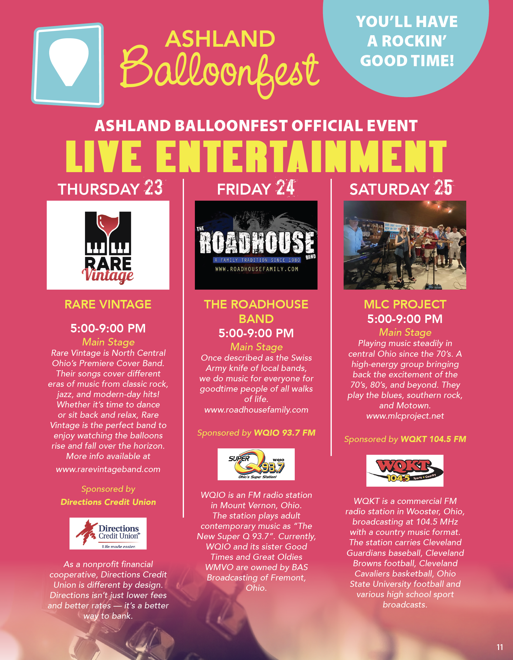 Ashland BalloonFest Live Entertainment 2022